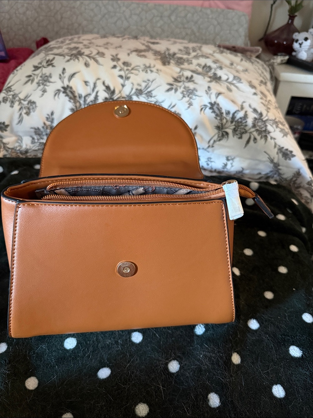 Classic Structured Top-Handle Bag in Cognac Brown - Picture 2 of 5
